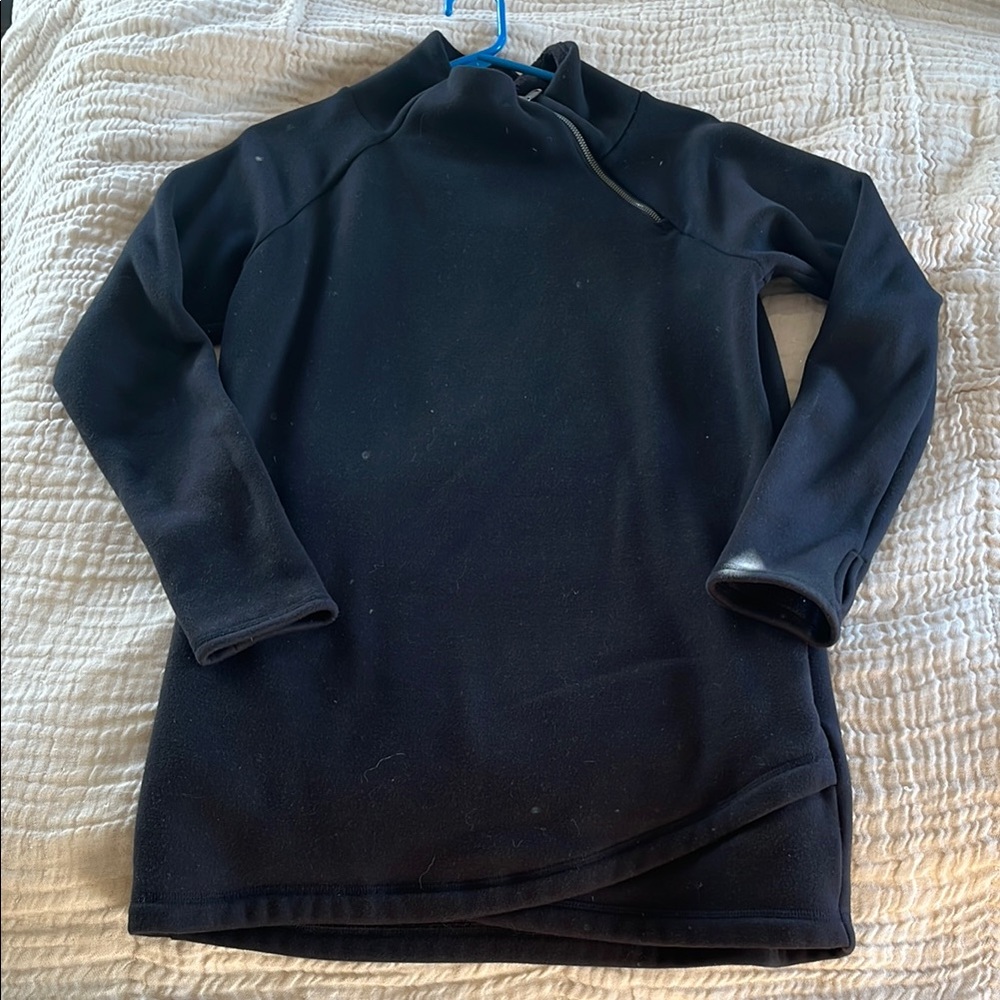 Athleta Black Asymmetrical Zipper Sweater Dress